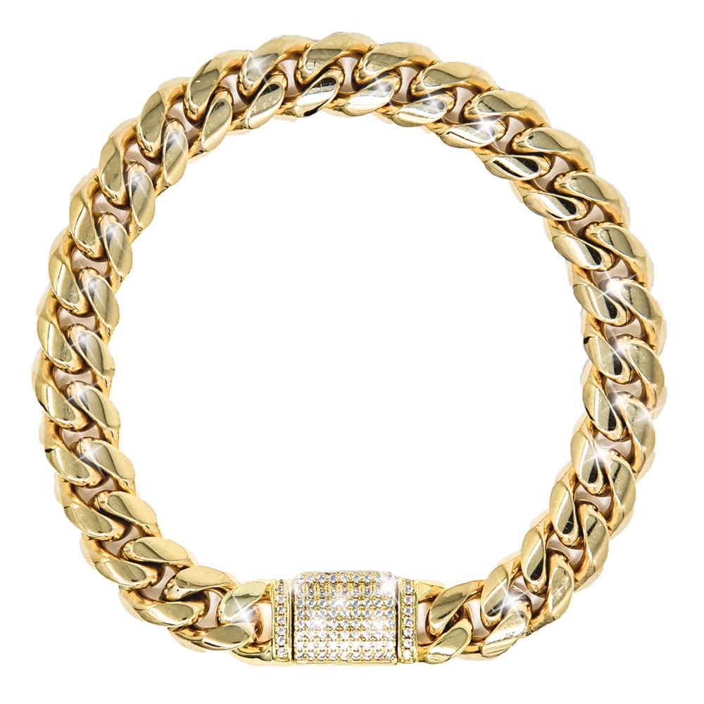 10mm Iced Clasp 18k Cuban Bracelet